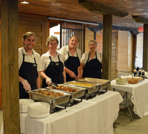 Wedding Reception Catering Team Serving at Millikan Farm Wedding Reception