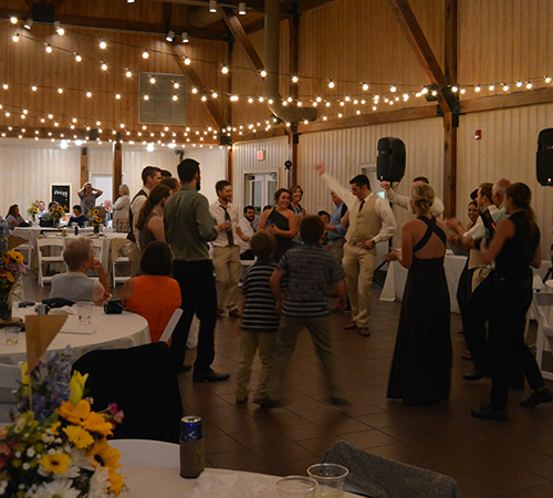Wedding Reception Catering Red Barn Reception Guests Dancing
